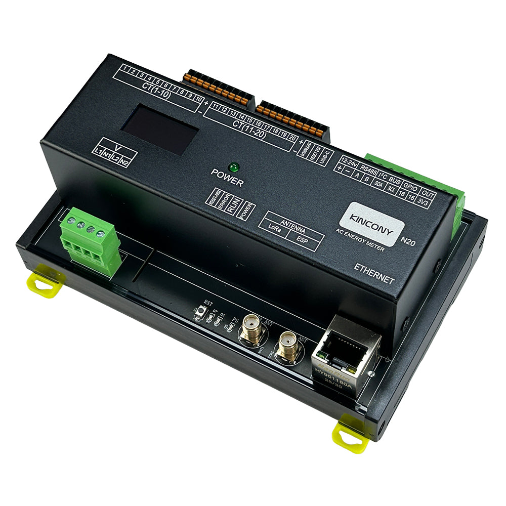 KinCony N20 20-Channel AC Energy Meter (LoRa®-Enabled)